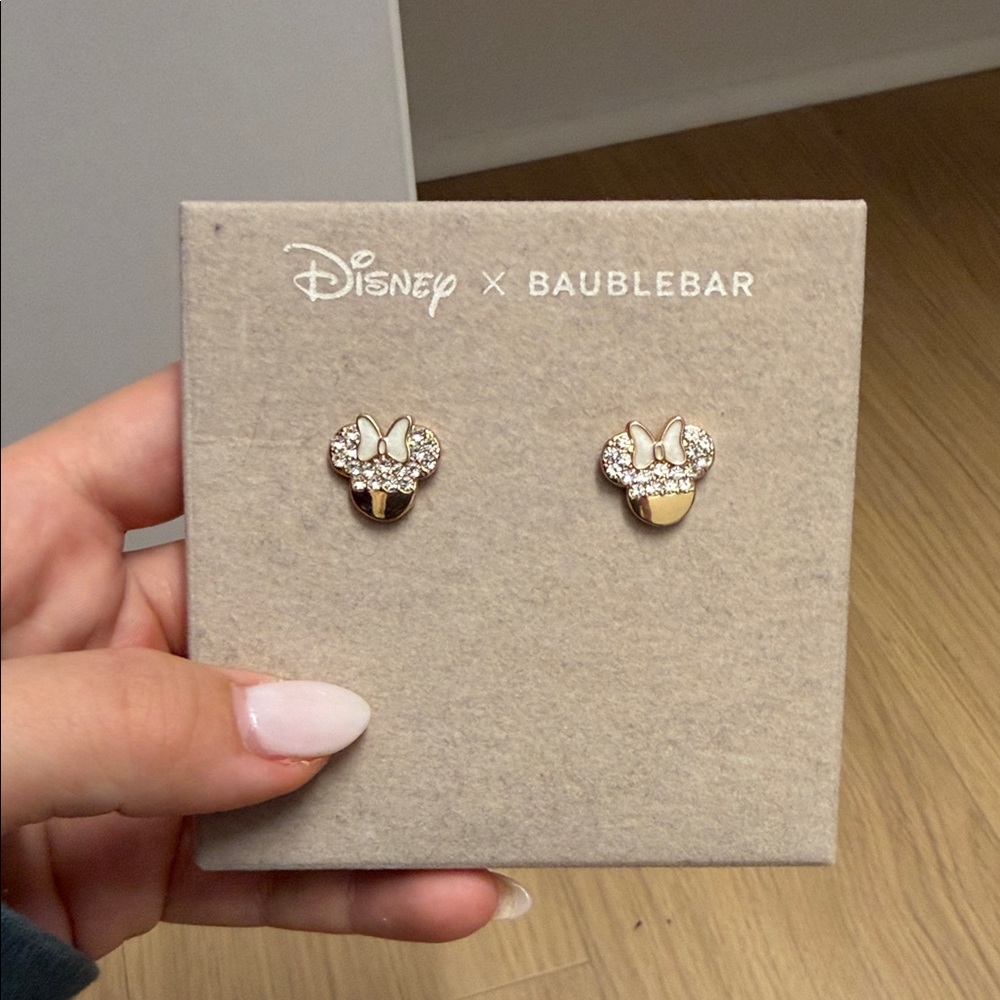 BaubleBar Gold Minnie Mouse Crystal Stud Earrings